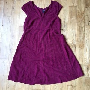 Raspberry VNeck Ribbed Maternity Swing Dress